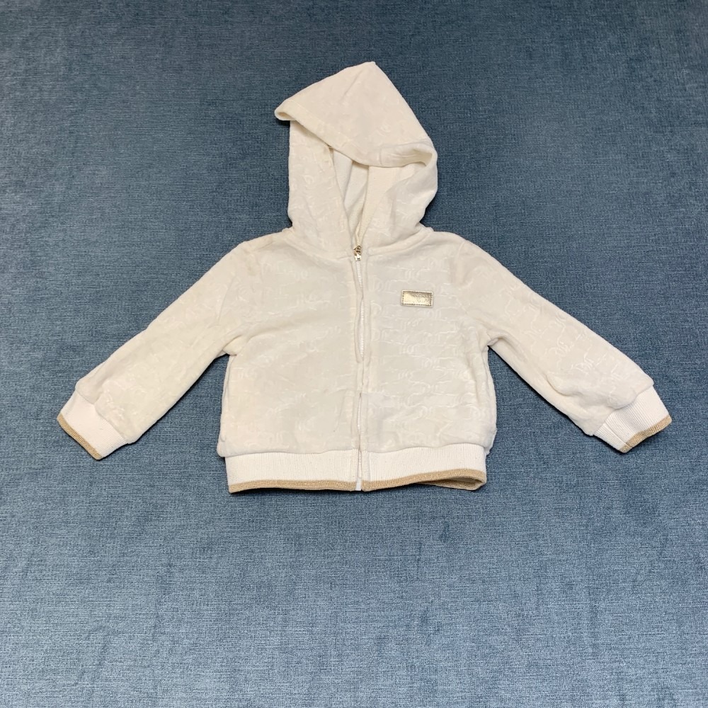 Juicy Couture Full Zip Track Jacket Baby Girls 12M Cream Velour Long Sleeve